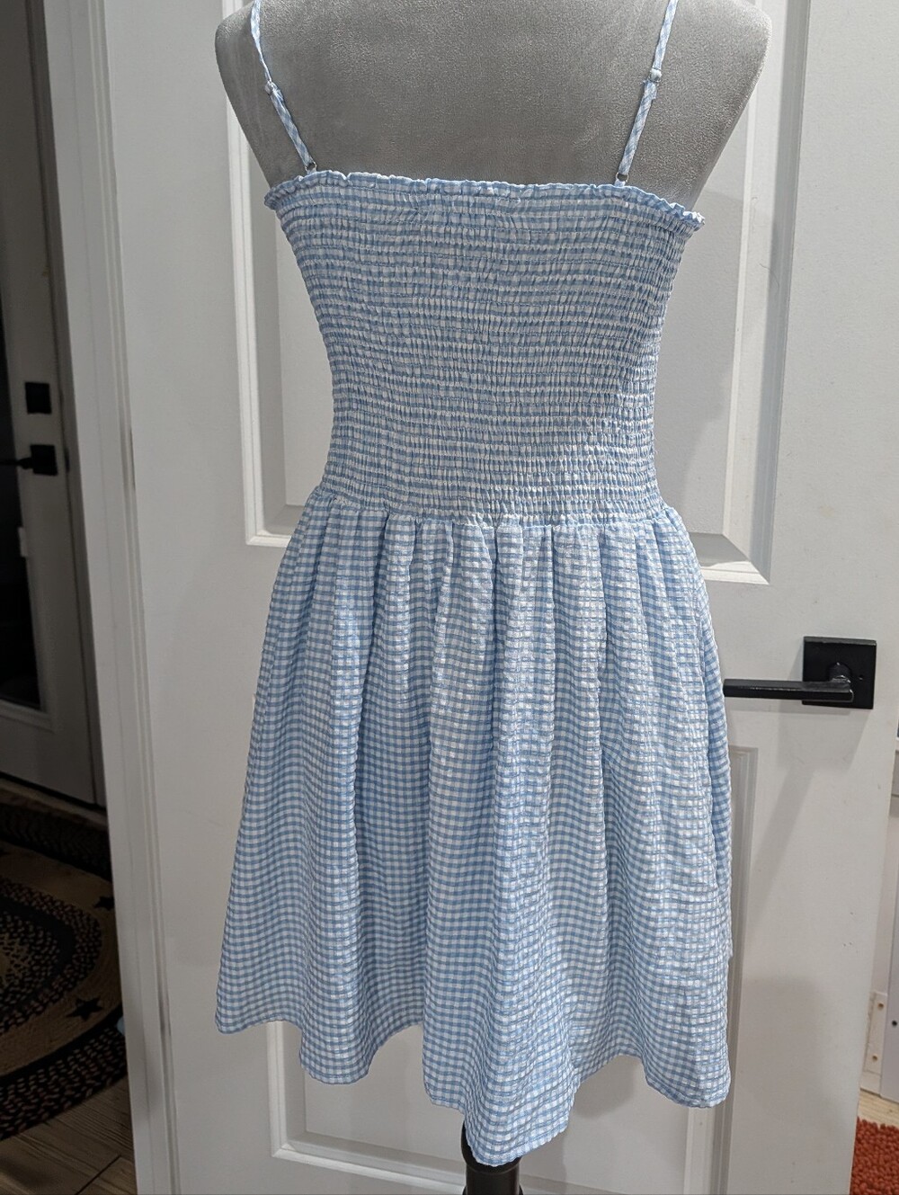 Lulu's Light Blue Gingham Smocked Mini Dress - Picture 6 of 6